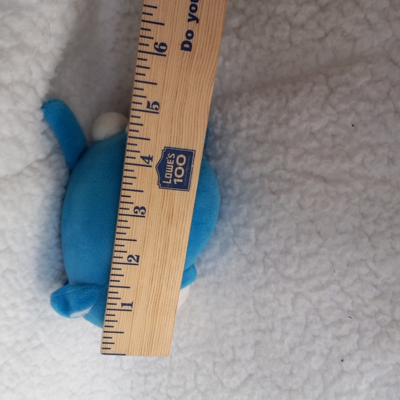 Molang the Happy Rabbit in Blue Cat Suit Costume Plush Keyring Clip - Picture 6 of 6